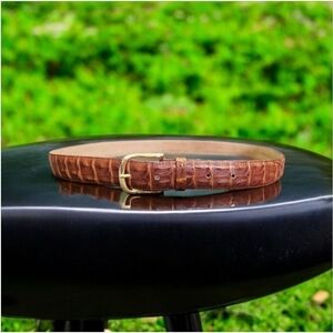 CROCO EMBOSSED BROWN GENUINE LEATHER CASUAL DRESS MEN'S BELT Size 40